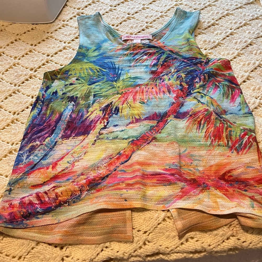 Colorful Palm-Print Tank Top - Multicolor